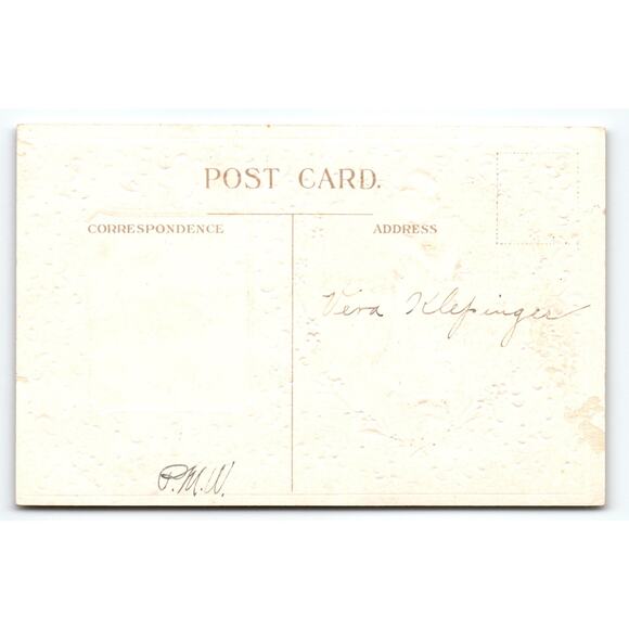 Vintage Embossed Valentine's Day Postcard with Woman & Heart Unsigned Brundage - Picture 2 of 2